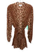 A.L.C. Size 0 Brown & Cream Silk Long Balloon Sleeve Leopard Elastic Waist Dress Brown & Cream / 0