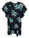 Red Valentino Size 0 Black, Green & Blue Silk Short Sleeve Floral Back Zip Dress Black, Green & Blue / 0