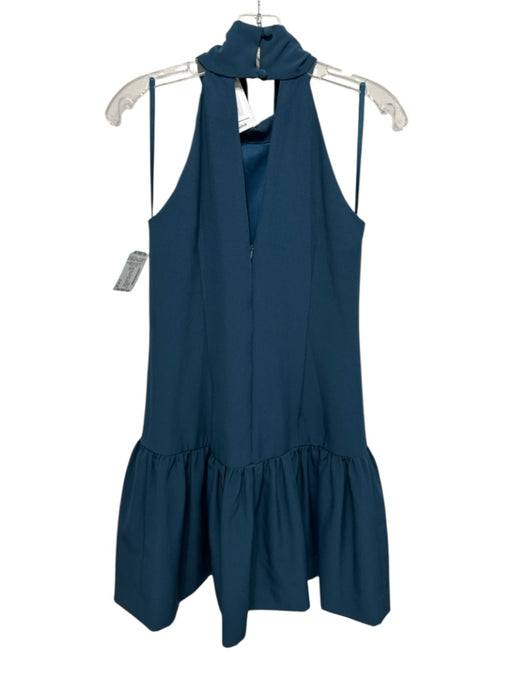 Milly Size 0 Teal Blue Polyester Sleeveless Mock Collar Darted Drop Waist Dress Teal Blue / 0