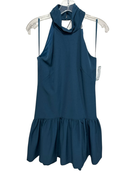Milly Size 0 Teal Blue Polyester Sleeveless Mock Collar Darted Drop Waist Dress Teal Blue / 0