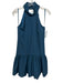 Milly Size 0 Teal Blue Polyester Sleeveless Mock Collar Darted Drop Waist Dress Teal Blue / 0