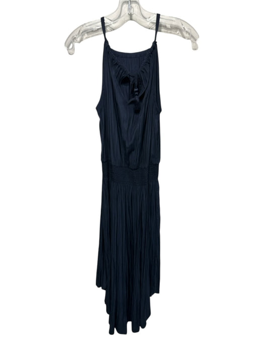 Calypso Size XS Navy Polyester Sleeveless Smocked Waist Hankerchief Hem Dress Navy / XS