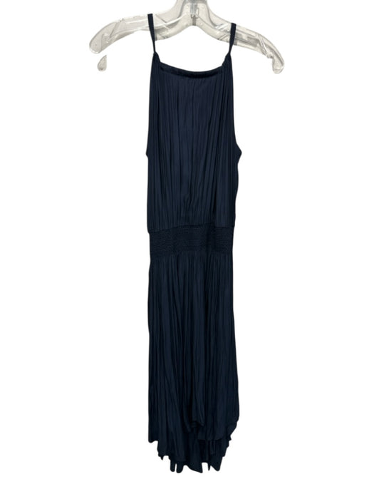 Calypso Size XS Navy Polyester Sleeveless Smocked Waist Hankerchief Hem Dress Navy / XS