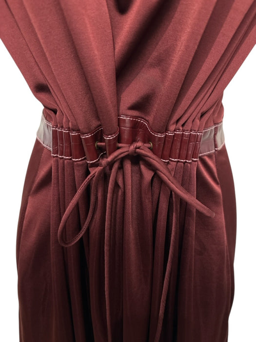 Sies Marjan Size 0 Burgundy Polyester & Viscose Sleeveless Contrast Stitch Skirt Burgundy / 0