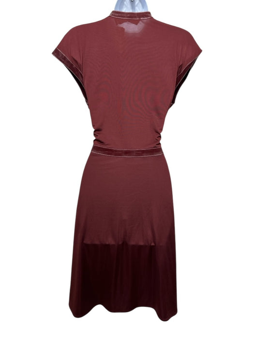 Sies Marjan Size 0 Burgundy Polyester & Viscose Sleeveless Contrast Stitch Skirt Burgundy / 0