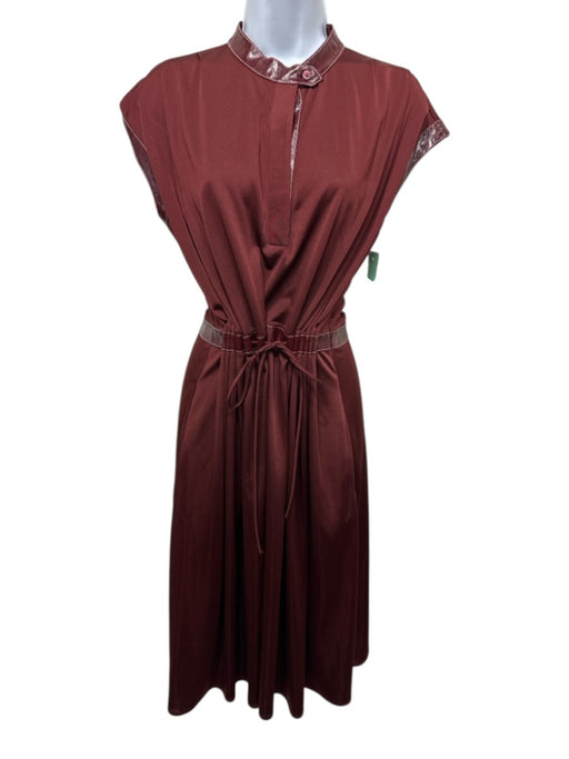 Sies Marjan Size 0 Burgundy Polyester & Viscose Sleeveless Contrast Stitch Skirt Burgundy / 0