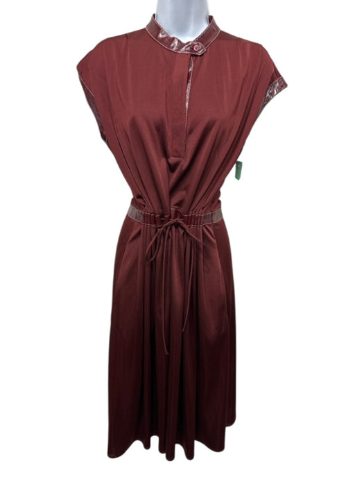 Sies Marjan Size 0 Burgundy Polyester & Viscose Sleeveless Contrast Stitch Skirt Burgundy / 0