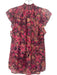 A.L.C. Size 0 Pink, Tan & Black Silk Ruffle Cap Sleeve Floral Skirt Set Pink, Tan & Black / 0