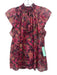 A.L.C. Size 0 Pink, Tan & Black Silk Ruffle Cap Sleeve Floral Skirt Set Pink, Tan & Black / 0