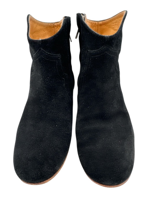 Isabel Marant Etoile Shoe Size 38 Black Suede Pointed Toe Side Zip Ankle Booties Black / 38