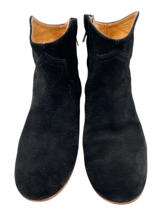 Isabel Marant Etoile Shoe Size 38 Black Suede Pointed Toe Side Zip Ankle Booties Black / 38