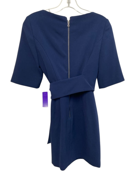 Alice + Olivia Size 0 Navy Blue Polyester & Viscose Short Sleeve Back Zip Dress Navy Blue / 0