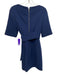 Alice + Olivia Size 0 Navy Blue Polyester & Viscose Short Sleeve Back Zip Dress Navy Blue / 0