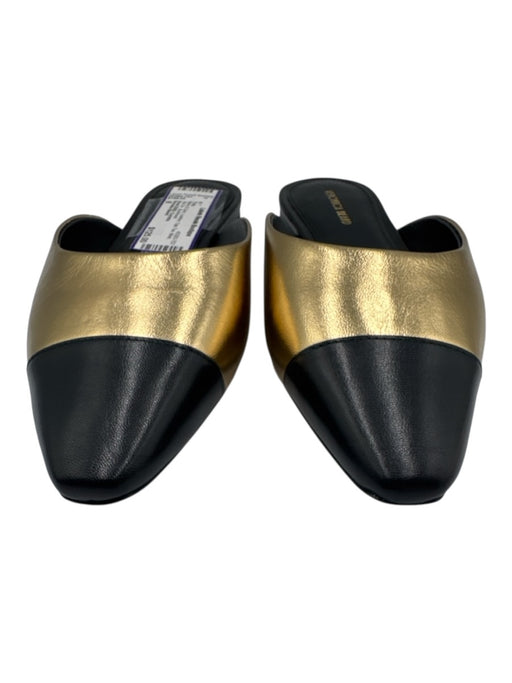 Veronica Beard Shoe Size 8 Black & Gold Leather Cap Toe Mule Slip On Flats Black & Gold / 8