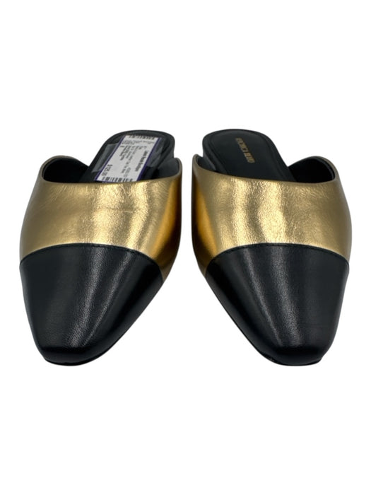 Veronica Beard Shoe Size 8 Black & Gold Leather Cap Toe Mule Slip On Flats Black & Gold / 8
