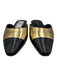 Veronica Beard Shoe Size 8 Black & Gold Leather Cap Toe Mule Slip On Flats Black & Gold / 8