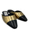 Veronica Beard Shoe Size 8 Black & Gold Leather Cap Toe Mule Slip On Flats Black & Gold / 8