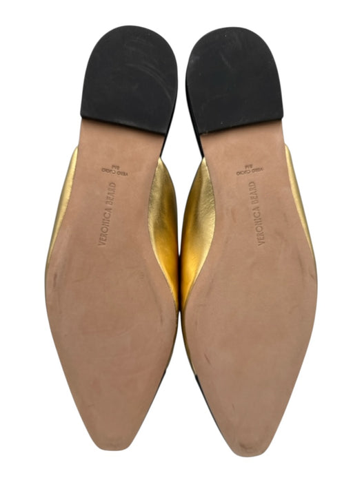 Veronica Beard Shoe Size 8 Black & Gold Leather Cap Toe Mule Slip On Flats Black & Gold / 8