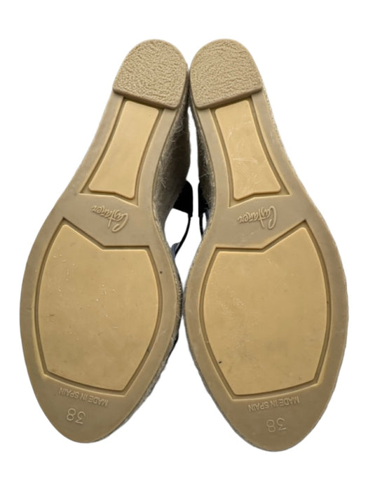 Castaner Shoe Size 38 Black & Beige Canvas Espadrille Ankle Buckle Wedges Black & Beige / 38