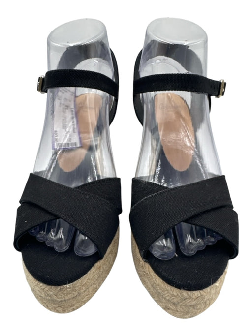 Castaner Shoe Size 38 Black & Beige Canvas Espadrille Ankle Buckle Wedges Black & Beige / 38