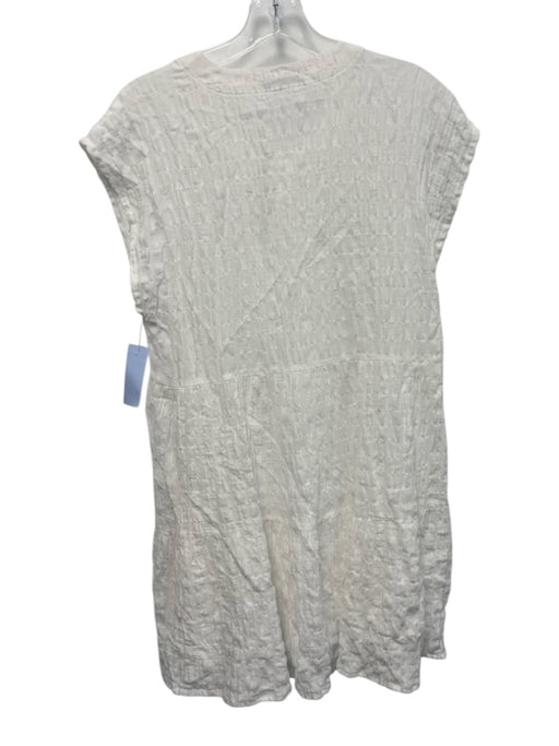 Robin Piccone Size XS White Cotton Sleeveless Split Neck Seersucker Dress White / XS