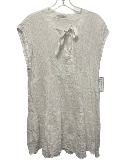 Robin Piccone Size XS White Cotton Sleeveless Split Neck Seersucker Dress White / XS