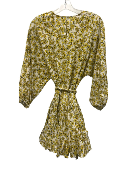 Rhode Size XS White, Yellow, Green Print Cotton Long Sleeve Floral pleats Dress White, Yellow, Green Print / XS