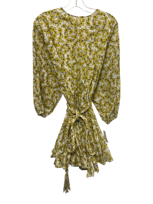 Rhode Size XS White, Yellow, Green Print Cotton Long Sleeve Floral pleats Dress White, Yellow, Green Print / XS
