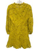 Pearl by Lela Rose Size 2 Yellow Cotton Long Sleeve Knit Split Neck Floral Dress Yellow / 2