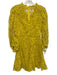 Pearl by Lela Rose Size 2 Yellow Cotton Long Sleeve Knit Split Neck Floral Dress Yellow / 2