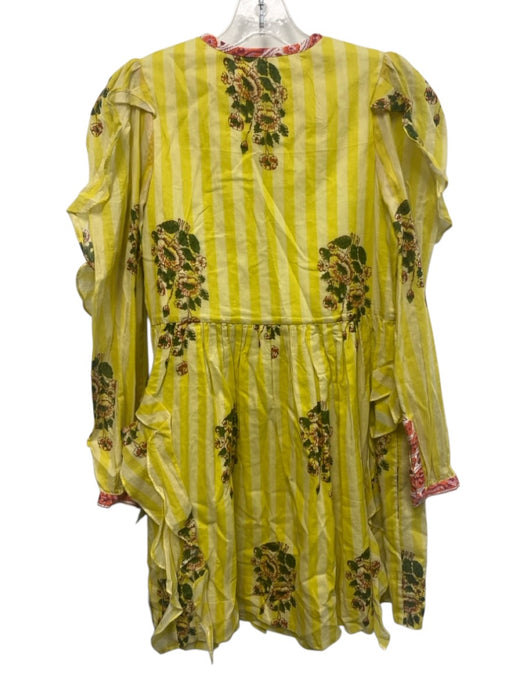 Alix of Bohemia Size XS Yellow & Multi Cotton Split Neck Long Sleeve Dress Yellow & Multi / XS