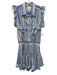 Misa Size XS Blue & White Viscose Buttons Striped Ruffle Cap Sleeve Dress Blue & White / XS