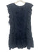 Misa Size XS Dark Navy Cotton Floral Cut Outs Ruffle Cap Sleeve Below knee Dress Dark Navy / XS