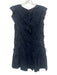 Misa Size XS Dark Navy Cotton Floral Cut Outs Ruffle Cap Sleeve Below knee Dress Dark Navy / XS