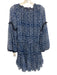 Misa Size XS Blue & White Viscose Floral Split Neck Long Sleeve Below knee Dress Blue & White / XS