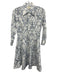 L'agence Size 0 White & Blue Lyocell & Cotton Long Sleeve Button Up Midi Dress White & Blue / 0