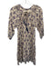 Natalie Martin Size XS Beige, Purple, Multi Rayon Long Sleeve Floral Midi Dress Beige, Purple, Multi / XS