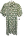 Ex Voto Size XS Green & White Cotton Short Puff Sleeve Button Up Dress Green & White / XS