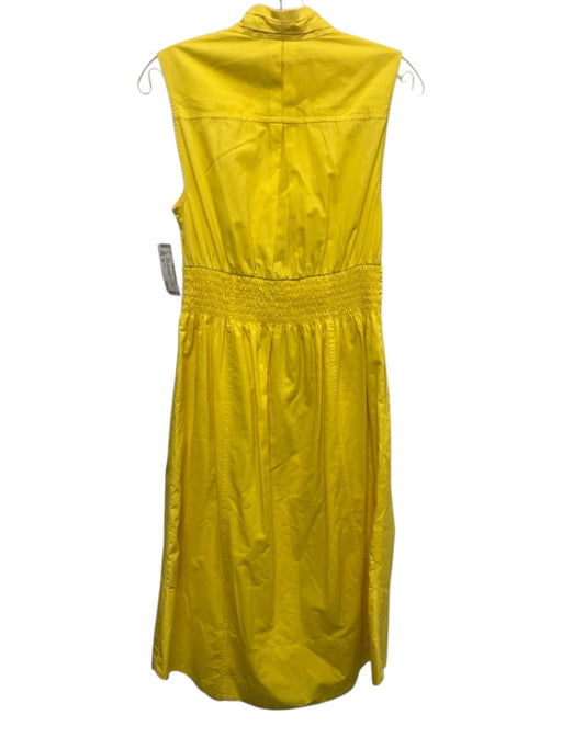 Ramy Brook Size XS Yellow Cotton Sleeveless Zip Front pleats Midi Dress Yellow / XS