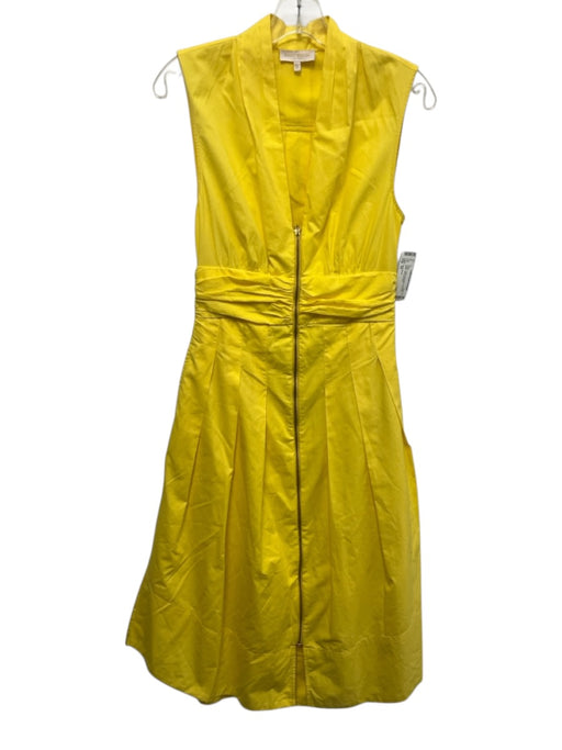 Ramy Brook Size XS Yellow Cotton Sleeveless Zip Front pleats Midi Dress Yellow / XS