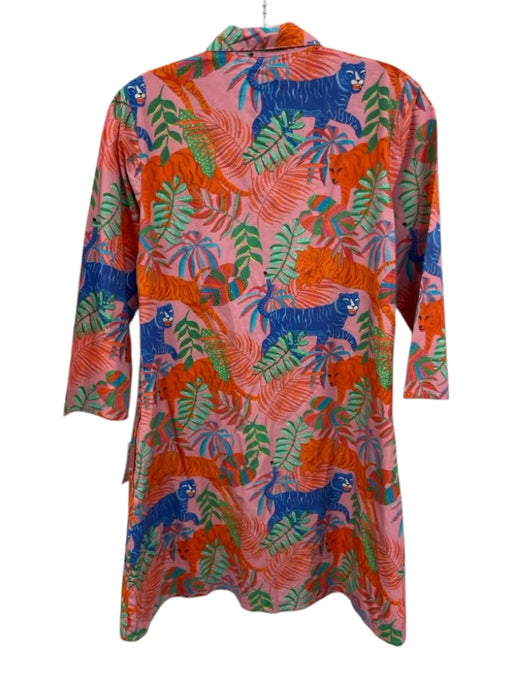 Marigold Size XS Pink & Multi Cotton 3/4 Sleeve 1/4 Button Below knee Dress Pink & Multi / XS