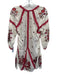 RANNA GILL Size Est XS White, Red, Multi Rayon Long Sleeve Embroidered Dress White, Red, Multi / Est XS