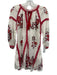 RANNA GILL Size Est XS White, Red, Multi Rayon Long Sleeve Embroidered Dress White, Red, Multi / Est XS