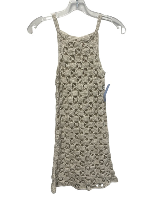Cult Gaia Size XS White Cotton Knit Knee Length Sleeveless Cutout Dress White / XS
