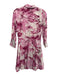 L'agence Size 0 Pink & White Lyocell & Cotton Long Sleeve Button Up Midi Dress Pink & White / 0