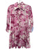 L'agence Size 0 Pink & White Lyocell & Cotton Long Sleeve Button Up Midi Dress Pink & White / 0