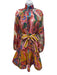 Zimmermann Size 0 Pink & Multi Cotton & Silk Long Sleeve Sheer pleats Midi Dress Pink & Multi / 0