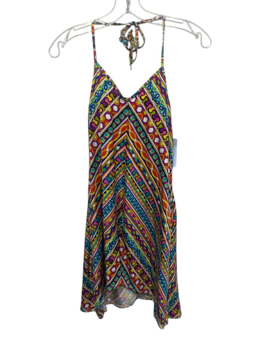 Trina Turk Size XS Multi Nylon Sleeveless Tie Neck Cups All Over Print Swimsuit Multi / XS