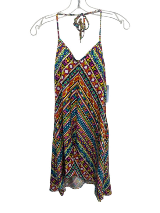 Trina Turk Size XS Multi Nylon Sleeveless Tie Neck Cups All Over Print Swimsuit Multi / XS