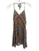 Trina Turk Size XS Multi Nylon Sleeveless Tie Neck Cups All Over Print Swimsuit Multi / XS